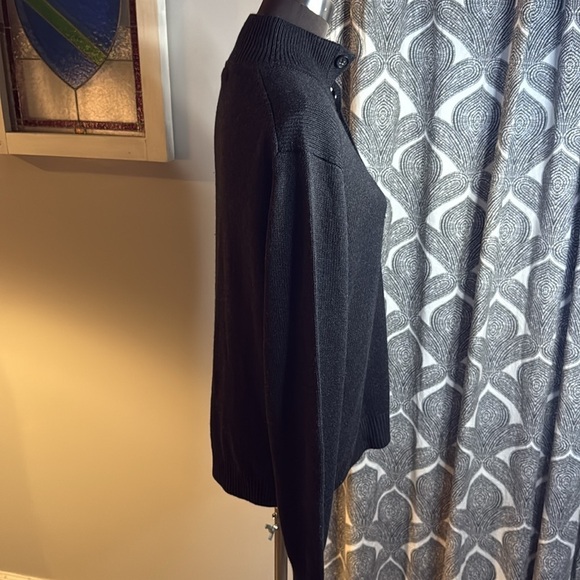 Banana Republic Silk Cashmere Sweater Charcoal Gray Quarter Button Up SZ M - Picture 5 of 7